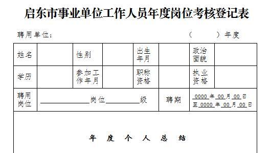 2016年度考核登记表 年度考核登记表