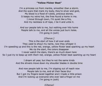 yellow flicker beat Lorde《Yellow Flicker Beat》歌词