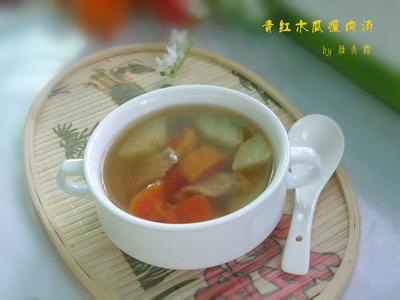 木瓜炒肉片 助消化---青红木瓜肉片汤