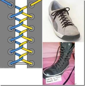 交叉锁边鞋带系法 鞋带系法之锁型系法