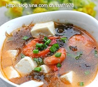 鲜虾豆腐汤的做法 紫晶藻鲜虾豆腐汤的做法