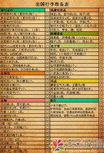 出游行李清单 出游行李整理攻略及清单