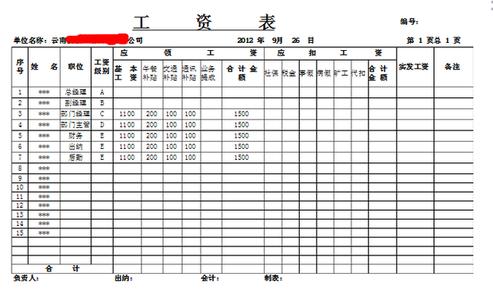 工资条的简单格式 工资条格式