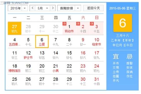 立夏节气 2015立夏节气是几月几日