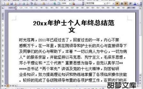 护士个人年终总结范文 护士个人年终工作总结