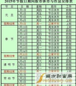 中秋节放假安排 2015 2015中秋节股市放假安排