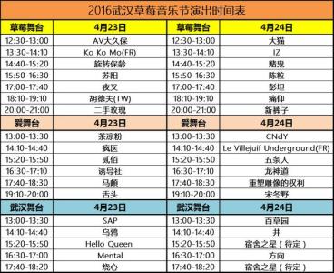 2016武汉草莓音乐节 2016武汉草莓音乐节演出时间及嘉宾名单