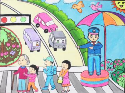 儿童交通安全画图片 儿童画交通安全画