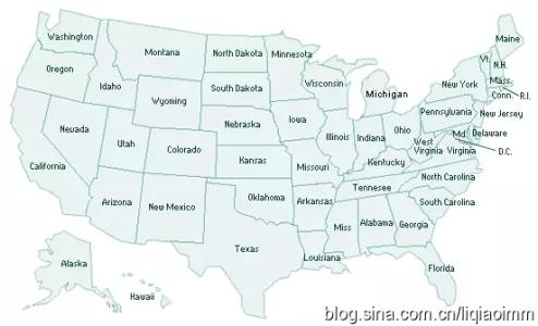 美国50个州缩写 美国50个州的州名及缩写