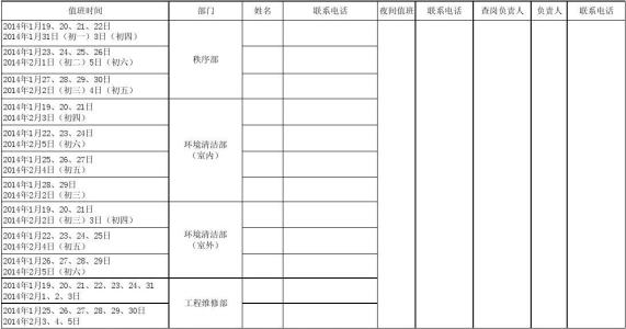 春节期间公司值班方案 春节期间值班方案