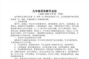 九年级上英语教师总结 九年级英语教学工作总结