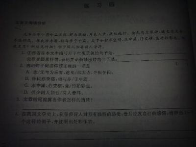 记承天寺夜游阅读练习及答案