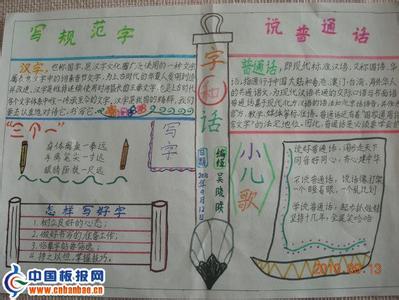 普通话写规范字手抄报 关于讲普通话写规范字的手抄报图片