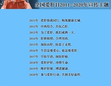 2017年全国爱肝日主题 全国爱肝日2011-2020年宣传主题