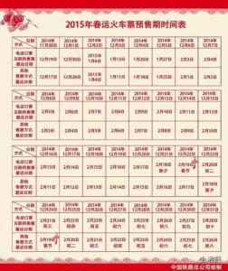 春运火车票预售时间表 2015年春运火车票预售期时间表