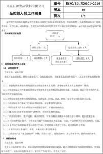 品控部工作计划 2015年品控部工作计划