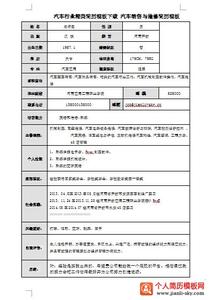 个人简历模板范文 汽车行业简历模板参考_关于汽车行业的简历范文