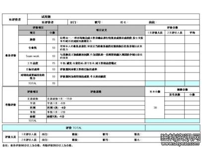 试用期员工转正总结表 新员工试用期转正总结