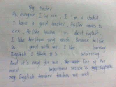 英语作文写老师的 关于老师的英语作文