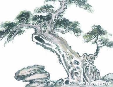 中国画简笔画 画石头树中国画简笔图片