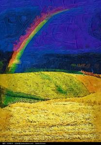彩虹油画 彩虹的油画图片