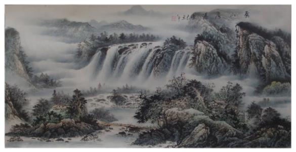 中国画山水画横幅大图 高清山水中国画大图