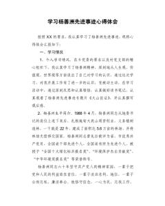 学习杨善洲先进事迹心得体会3篇