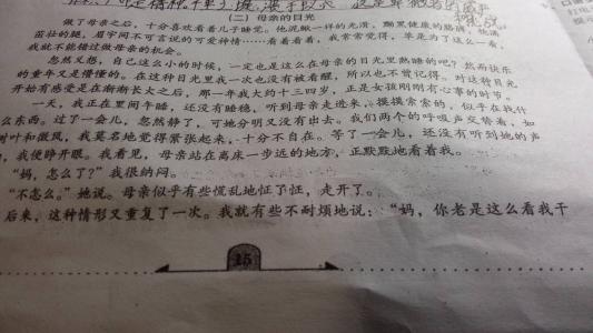 名师阅读答案 母亲的目光阅读答案