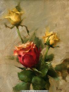 油画一只玫瑰花图片 玫瑰花的油画图片