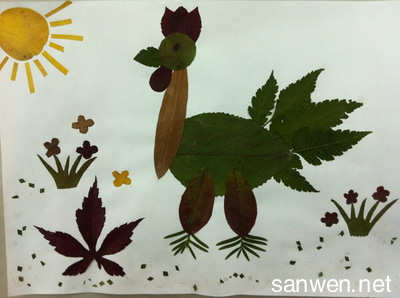 树叶粘贴画获奖作品 幼儿园创意树叶粘贴画作品图片大全