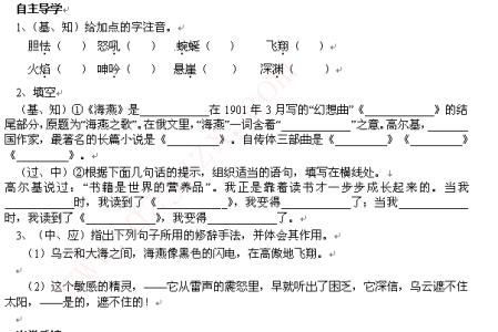 初二下册语文课文《海燕》期末练习试题