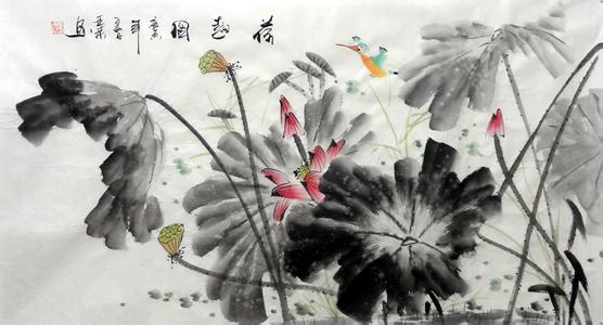 国画荷花写意水墨画 国画荷花写意水墨画，荷花水墨画图片