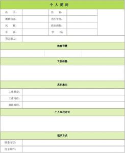 护士简历表格空白样本 空白简历表格样本