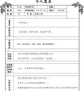 大学生求职个人简历 大学个人简历表格 大学生求职简历表格