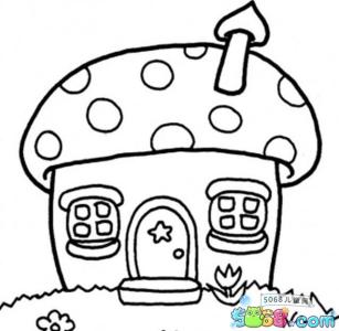 卡通蘑菇房子简笔画 蘑菇房子卡通简笔画图片