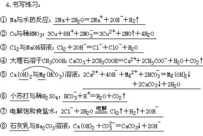 高中离子方程式总结 高中阶段离子方程式总结