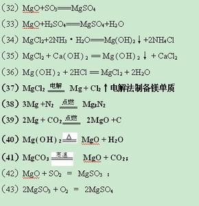 高一化学必修一方程式 高一化学必修一第三章方程式