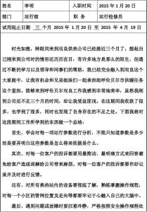 试用期转正个人总结 试用期员工转正总结表