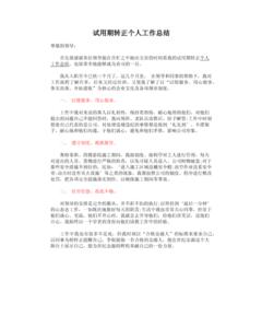员工试用期转正总结 新员工试用期转正个人工作总结3篇