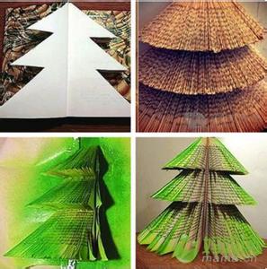 圣诞树剪纸步骤图解 立体圣诞树剪纸步骤图解 层次立体圣诞树的折法