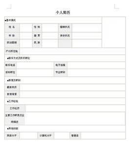 个人简历空白表格下载 个人简历空表格 空白个人简历表格