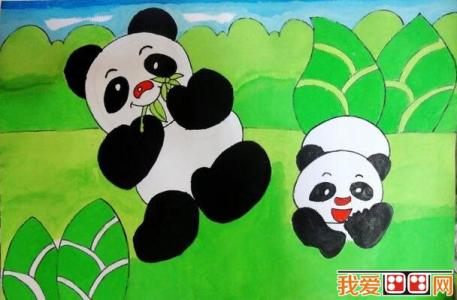 熊猫儿童画图画大全 儿童水粉画熊猫
