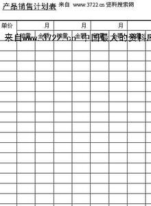 销售计划表格模板 产品销售计划表格模板