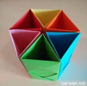 六角折纸笔筒底座图解 六角笔筒折纸方法