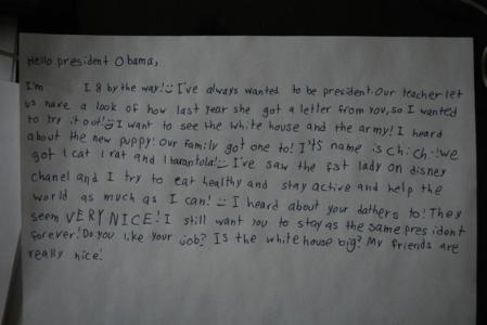 奥巴马给女儿的一封信 给奥巴马写的一封信