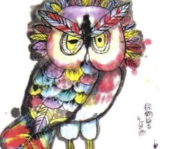 儿童中国画图片 儿童中国画猫头鹰图片