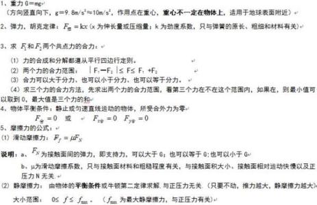 高一上学期化学公式 高一上学期物理公式定义