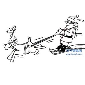 圣诞老人和麋鹿简笔画 圣诞老人的麋鹿简笔画图片