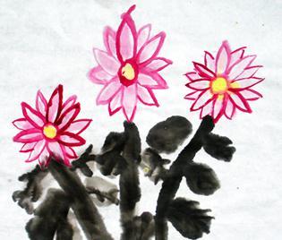 儿童中国画图片 儿童中国画花的图片