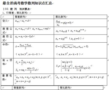 2017高考生物知识点 2017年高考数学数列的应用知识点